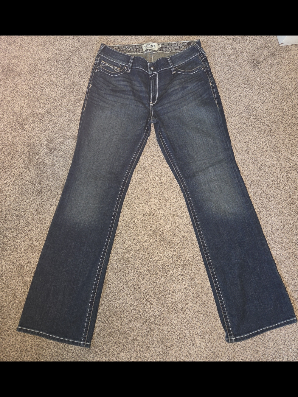 Ariat REAL Denim Riding Jeans Women's 34L Ocean Dark Wash Bootcut Stretch